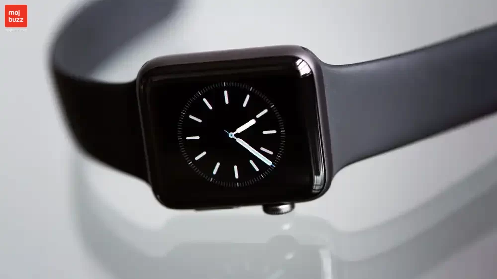 Black Apple Watch on a table