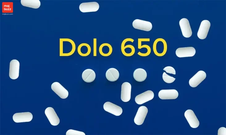 Multiple capsules on blue background and Dolo 650 written on it