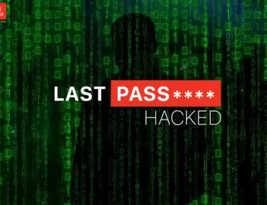 A man shadow on a green hacker background