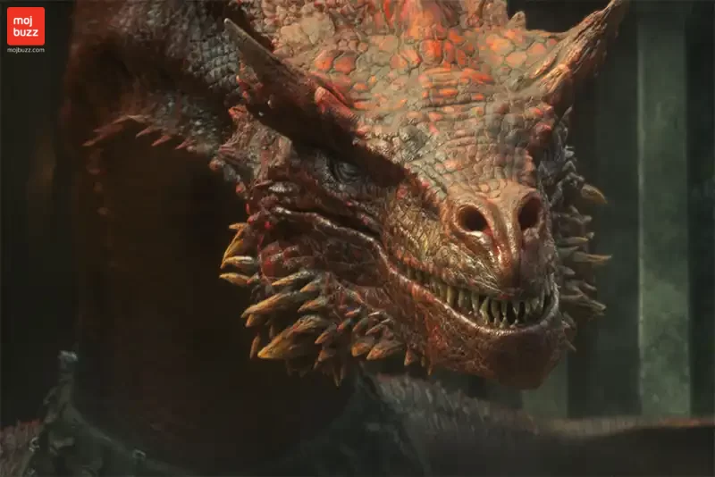 Close up image of a face of a red dragon