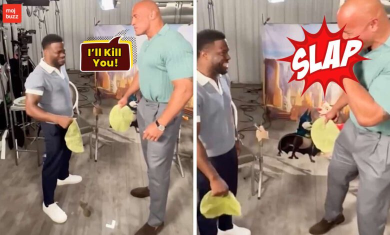 Kevin Har and Dwayne Johnson the rock try the tortilla slap challenge