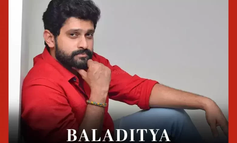 Baladitya actor wearing a red shirt