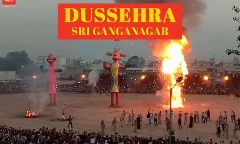 dussehra burning Ravana in Sri gangangar