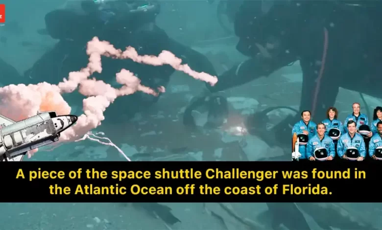 Scuba divers searching the debris of space shuttle Challengers