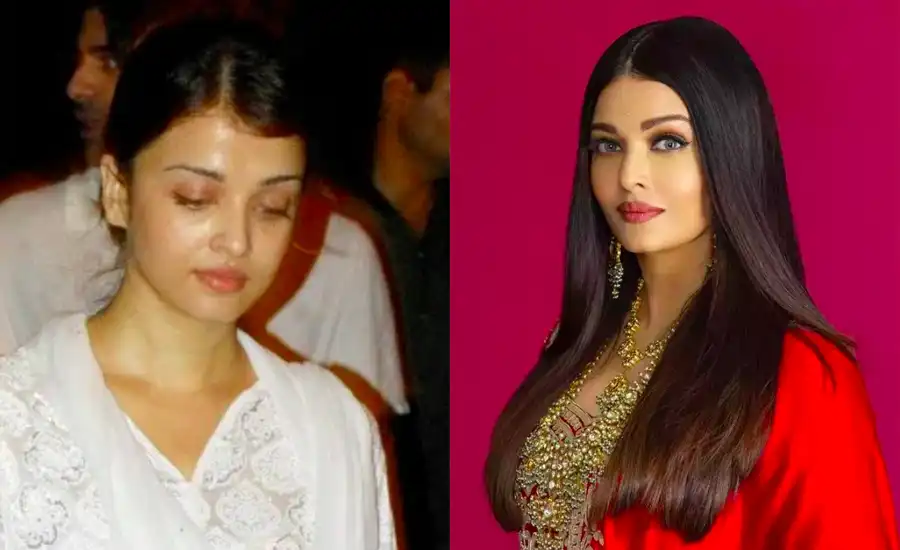 Aishwarya Rai with makeup and without makeup photograph