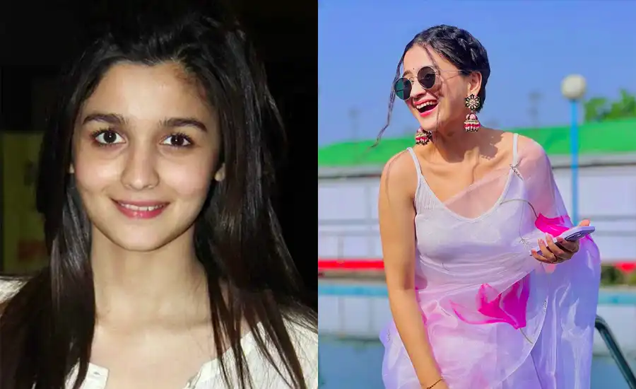 Alia Bhatt with makeup and without makeup photograph